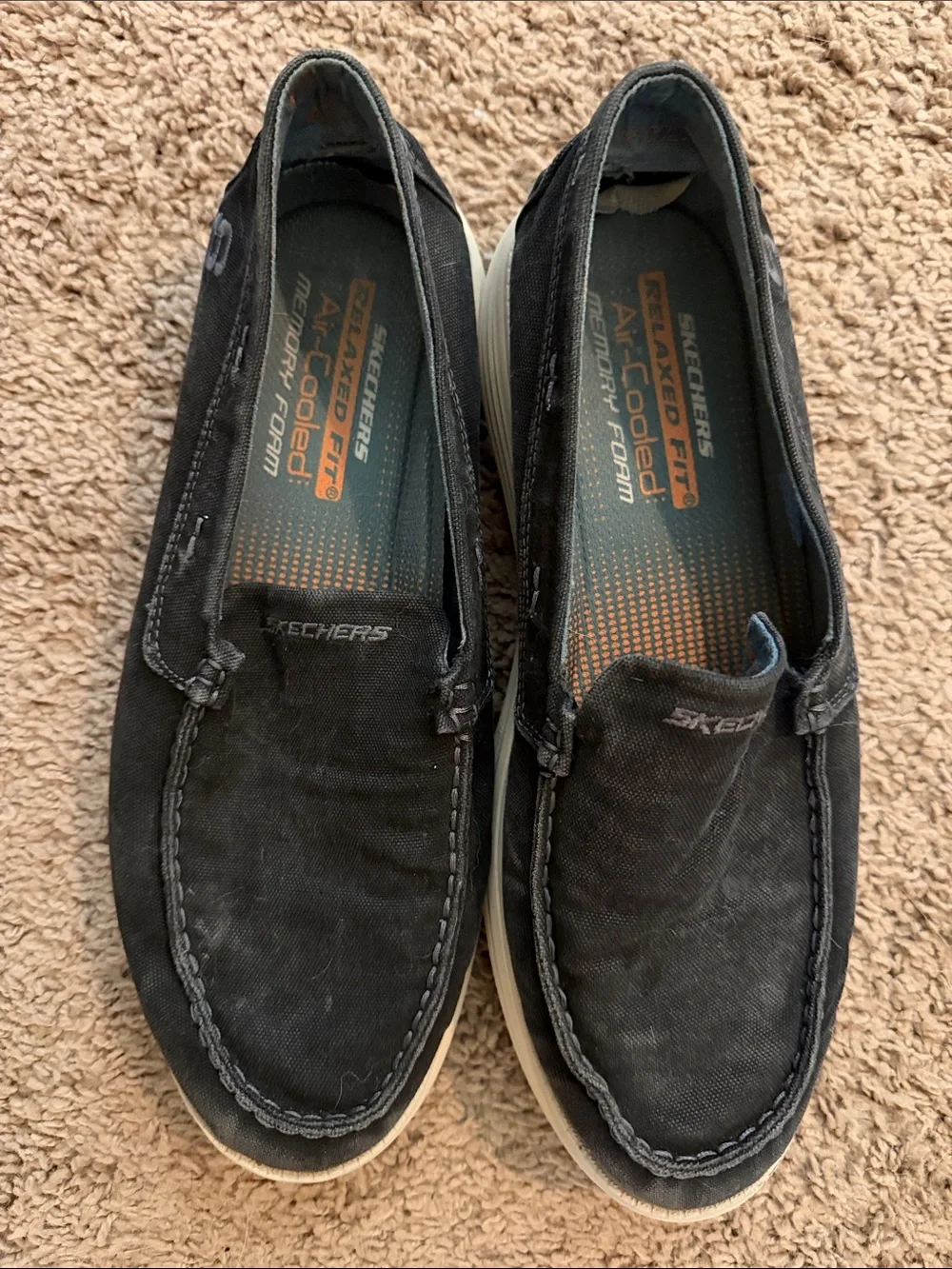Skechers Men’s Black Canvas Slip-On Loafers